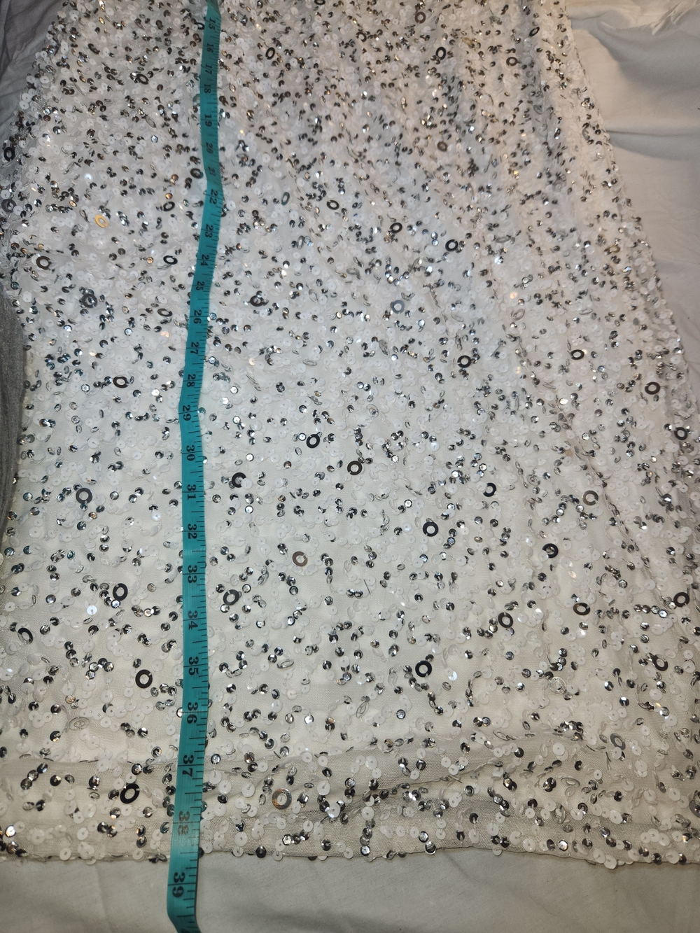 Adrianna Papell Silver-Embellished White Strapless Sequin Dress 14 - Picture 6 of 8